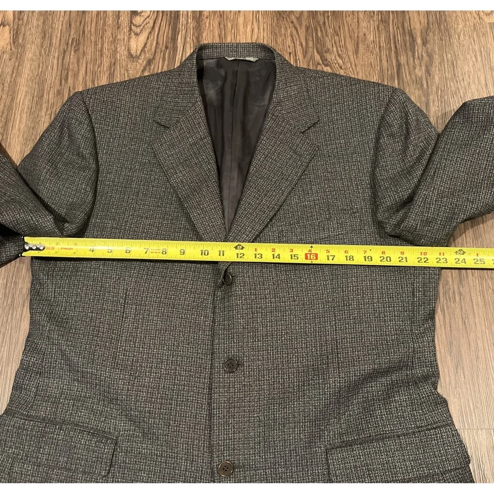 Canali Mens Wool Blazer Size 56LEU Gray Plaid Check Career Made In Italy READ